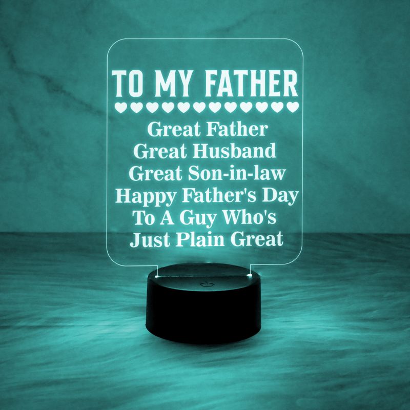 to My Father Engraved Quote Night Lamp Automatic Color Changing Light with USB Powered | Gift for Father | Birthday Gift for Dad | Dad Gift from Daughter | Gift for Fathers Day